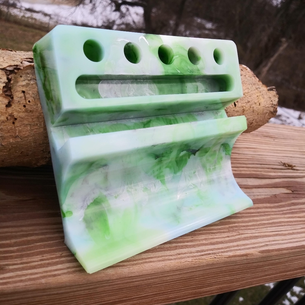 Desk Organizer Phone Holder Tablet Stand Handmade Resin Tech Gear - Picture 17 of 17